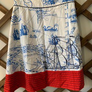 Vintage Anthro Nautical A-line Skirt Size 10